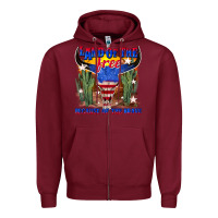 Burgundy land of the free because of the brave Zipper Hoodie - texasbilliewilder
