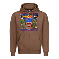 Chestnut land of the free because of the brave Zipper Hoodie - texasbilliewilder