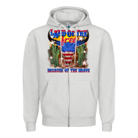 Dove Grey land of the free because of the brave Zipper Hoodie - texasbilliewilder