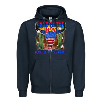 Navy land of the free because of the brave Zipper Hoodie - texasbilliewilder