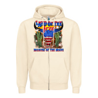 Sandshell land of the free because of the brave Zipper Hoodie - texasbilliewilder