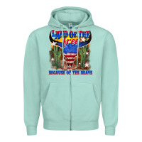 Seafoam land of the free because of the brave Zipper Hoodie - texasbilliewilder