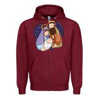 Burgundy holy night jesus birth Zipper Hoodie - Zillion Design Studio