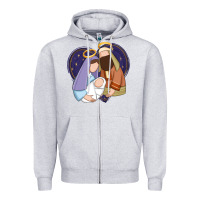 Heather Grey holy night jesus birth Zipper Hoodie - Zillion Design Studio