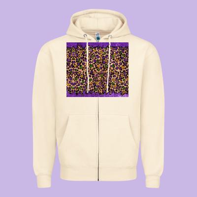 Zipper Hoodie mardi gras leopard