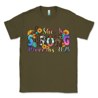 Army Green she is strong proverbs 31 25 Classic Tee - Zillion Design Studio