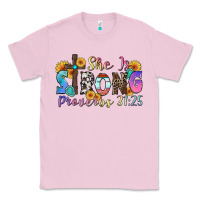 Bubblegum Pink she is strong proverbs 31 25 Classic Tee - Zillion Design Studio