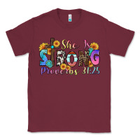 Burgundy she is strong proverbs 31 25 Classic Tee - Zillion Design Studio