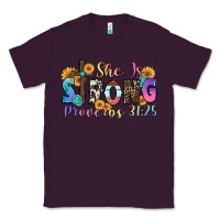 Plum she is strong proverbs 31 25 Classic Tee - Zillion Design Studio