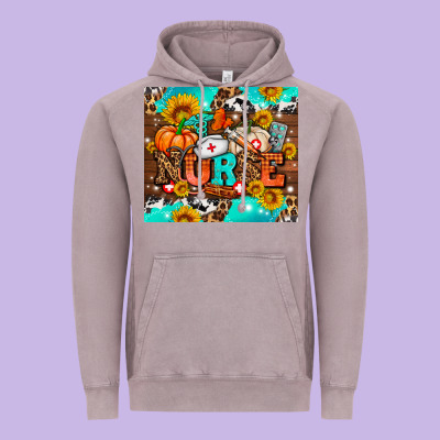 Pumpkin Nurse With Sunflower Vintage Hoodie Designed By Adodesignshop
