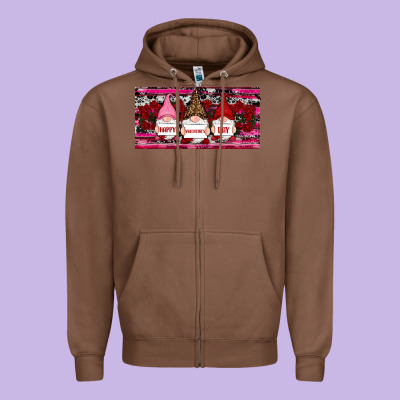Zipper Hoodie Happy valentines day gnomes rose