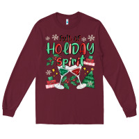 Burgundy full of holiday Long Sleeve Tee - MaliasSmallBusiness