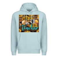 Blue Mist Western Teacher Pencil With Sunflowers Premium Hoodie - LillyAllenDesigns