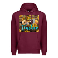 Burgundy Western Teacher Pencil With Sunflowers Premium Hoodie - LillyAllenDesigns