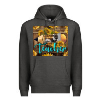 Charcoal Heather Western Teacher Pencil With Sunflowers Premium Hoodie - LillyAllenDesigns