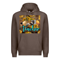 Coffee Western Teacher Pencil With Sunflowers Premium Hoodie - LillyAllenDesigns