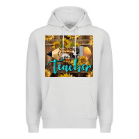 Dove Grey Western Teacher Pencil With Sunflowers Premium Hoodie - LillyAllenDesigns