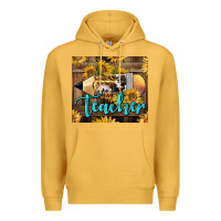 Mustard Western Teacher Pencil With Sunflowers Premium Hoodie - LillyAllenDesigns