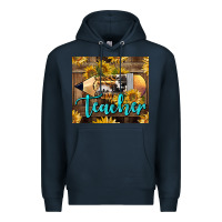Navy Western Teacher Pencil With Sunflowers Premium Hoodie - LillyAllenDesigns