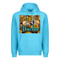 Ocean Blue Western Teacher Pencil With Sunflowers Premium Hoodie - LillyAllenDesigns