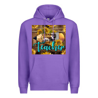 Purple Western Teacher Pencil With Sunflowers Premium Hoodie - LillyAllenDesigns