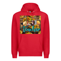 Red Western Teacher Pencil With Sunflowers Premium Hoodie - LillyAllenDesigns