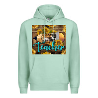 Seafoam Western Teacher Pencil With Sunflowers Premium Hoodie - LillyAllenDesigns