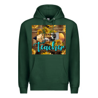 Sports Green Western Teacher Pencil With Sunflowers Premium Hoodie - LillyAllenDesigns