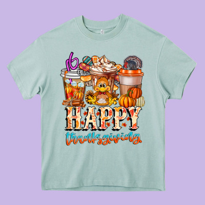 Happy Thanksgiving Heavy Core Tee Designed By Cowhidedigitalart