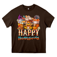 Chocolate Brown happy thanksgiving Heavy Core Tee - CowhideDigitalArt