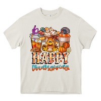 Cream happy thanksgiving Heavy Core Tee - CowhideDigitalArt