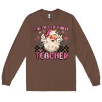 Chestnut santa's favorite teacher Long Sleeve Tee - MaliasSmallBusiness