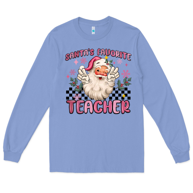 Santa's Favorite Teacher Long Sleeve Tee by MaliasSmallBusiness | Teevron