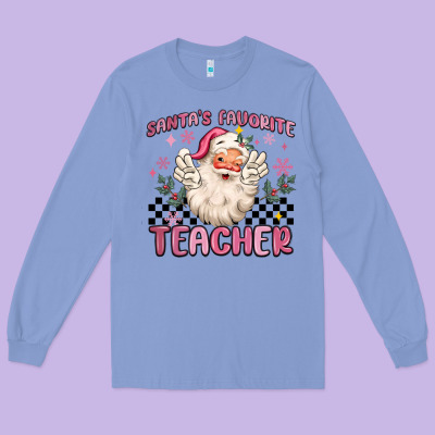 Long Sleeve Tee santa's favorite teacher