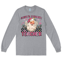 Heather Grey santa's favorite teacher Long Sleeve Tee - MaliasSmallBusiness