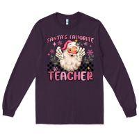 Plum santa's favorite teacher Long Sleeve Tee - MaliasSmallBusiness