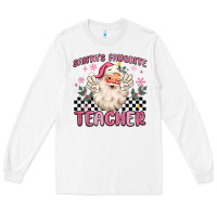 White santa's favorite teacher Long Sleeve Tee - MaliasSmallBusiness