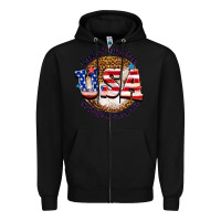 Black land of the free usa because of the brave billie w Zipper Hoodie - texasbilliewilder