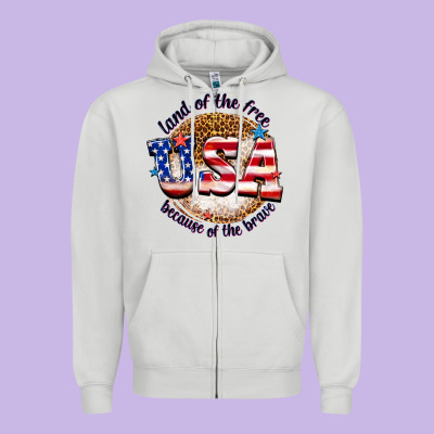 Zipper Hoodie land of the free usa because of the brave billie w