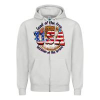 Dove Grey land of the free usa because of the brave billie w Zipper Hoodie - texasbilliewilder