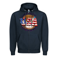 Navy land of the free usa because of the brave billie w Zipper Hoodie - texasbilliewilder