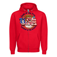 Red land of the free usa because of the brave billie w Zipper Hoodie - texasbilliewilder