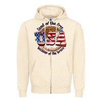 Sandshell land of the free usa because of the brave billie w Zipper Hoodie - texasbilliewilder