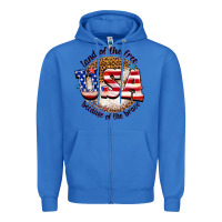 True Royal land of the free usa because of the brave billie w Zipper Hoodie - texasbilliewilder