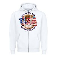White land of the free usa because of the brave billie w Zipper Hoodie - texasbilliewilder