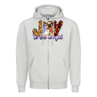 Dove Grey joy to the world Zipper Hoodie - Zillion Design Studio