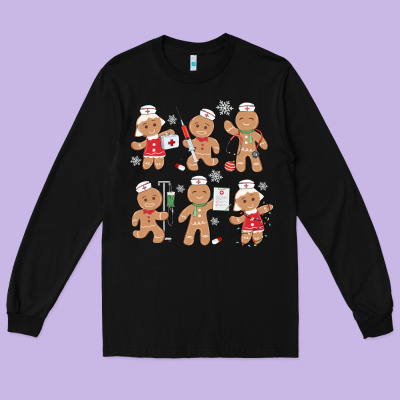 Long Sleeve Tee nurse gingerbread