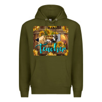 Army Green Western Teacher Pencil With Sunflowers Premium Hoodie - LillyAllenDesigns