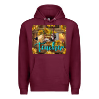 Burgundy Western Teacher Pencil With Sunflowers Premium Hoodie - LillyAllenDesigns