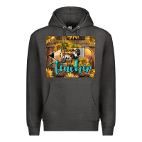 Charcoal Heather Western Teacher Pencil With Sunflowers Premium Hoodie - LillyAllenDesigns